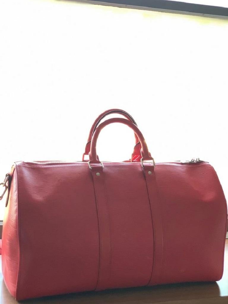 Louis Vuitton x Supreme Keepall Bandouliere 45 with Strap X333 Red Epi Leather  1
