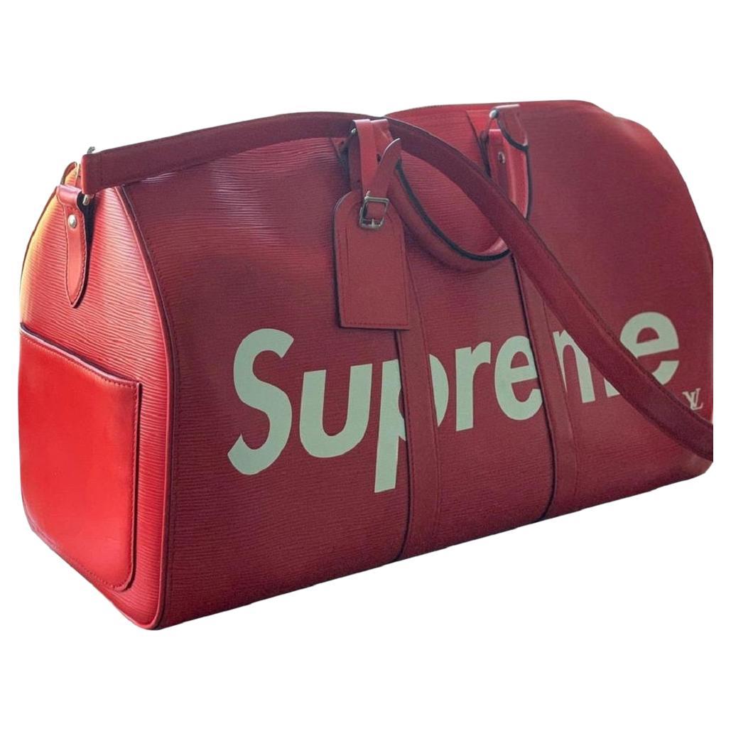 Louis Vuitton x Supreme Keepall Bandouliere 45 with Strap X333 Red Epi  Leather at 1stDibs