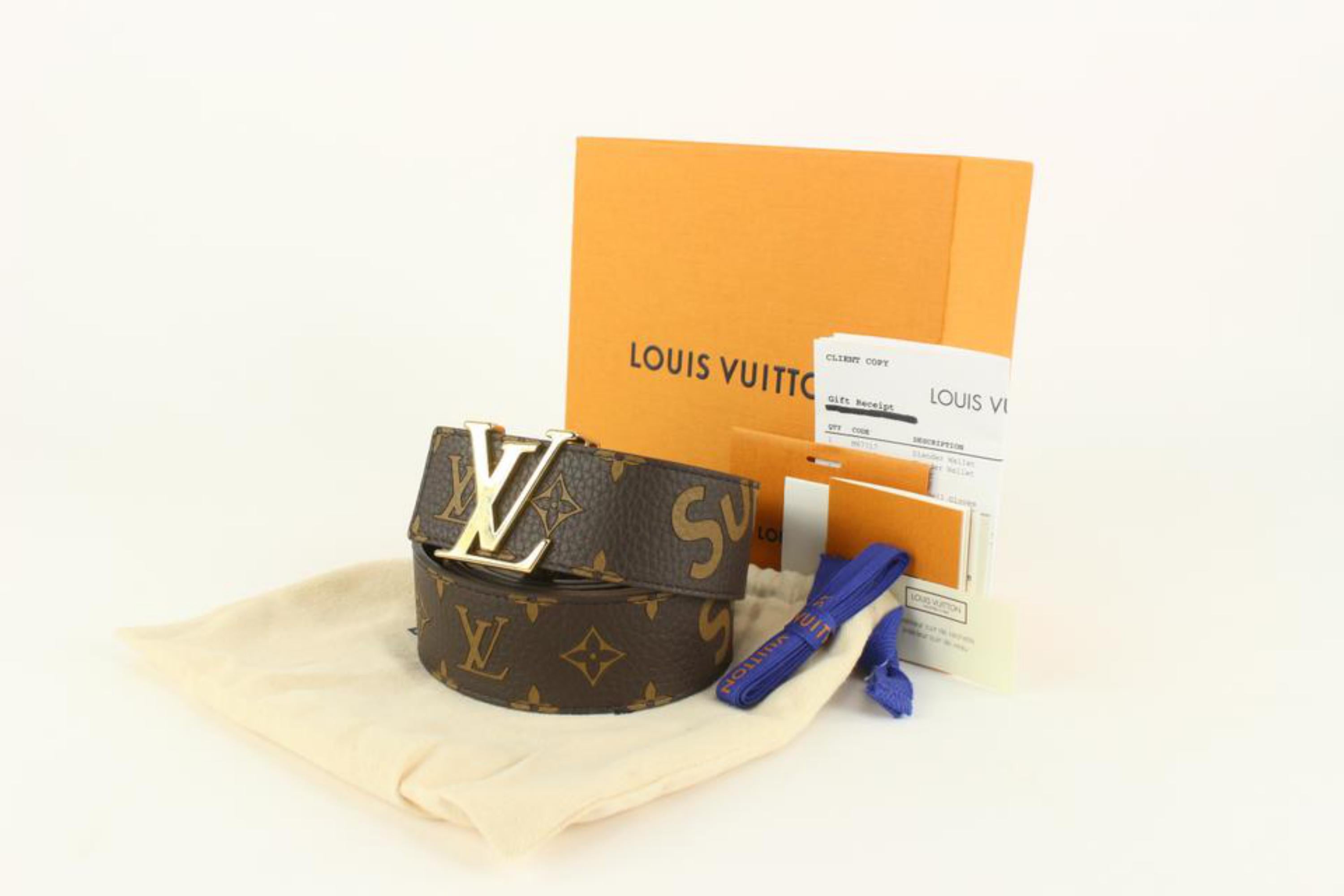 Louis Vuitton x Supreme LV x Supreme 110/44 Brown Monogram LV Initials 128lv53 In New Condition For Sale In Dix hills, NY