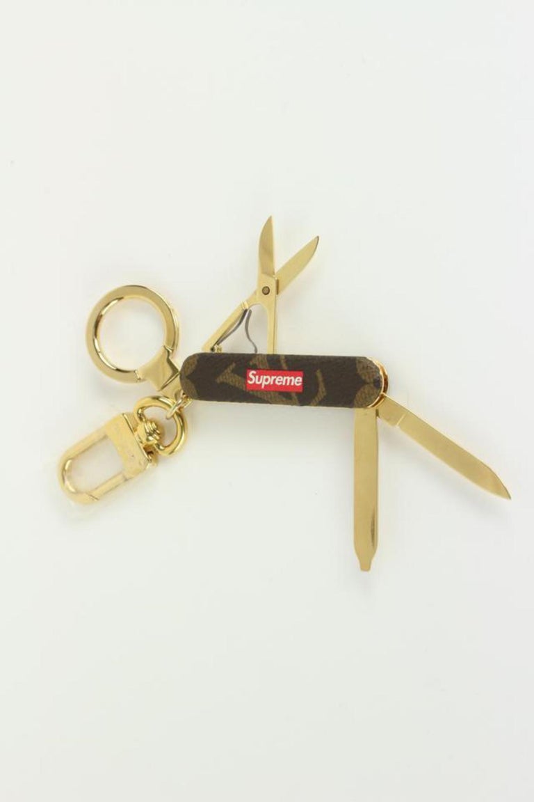 Louis Vuitton x Supreme Pocket Knife Key Chain Brown in Leather with Gold -  US