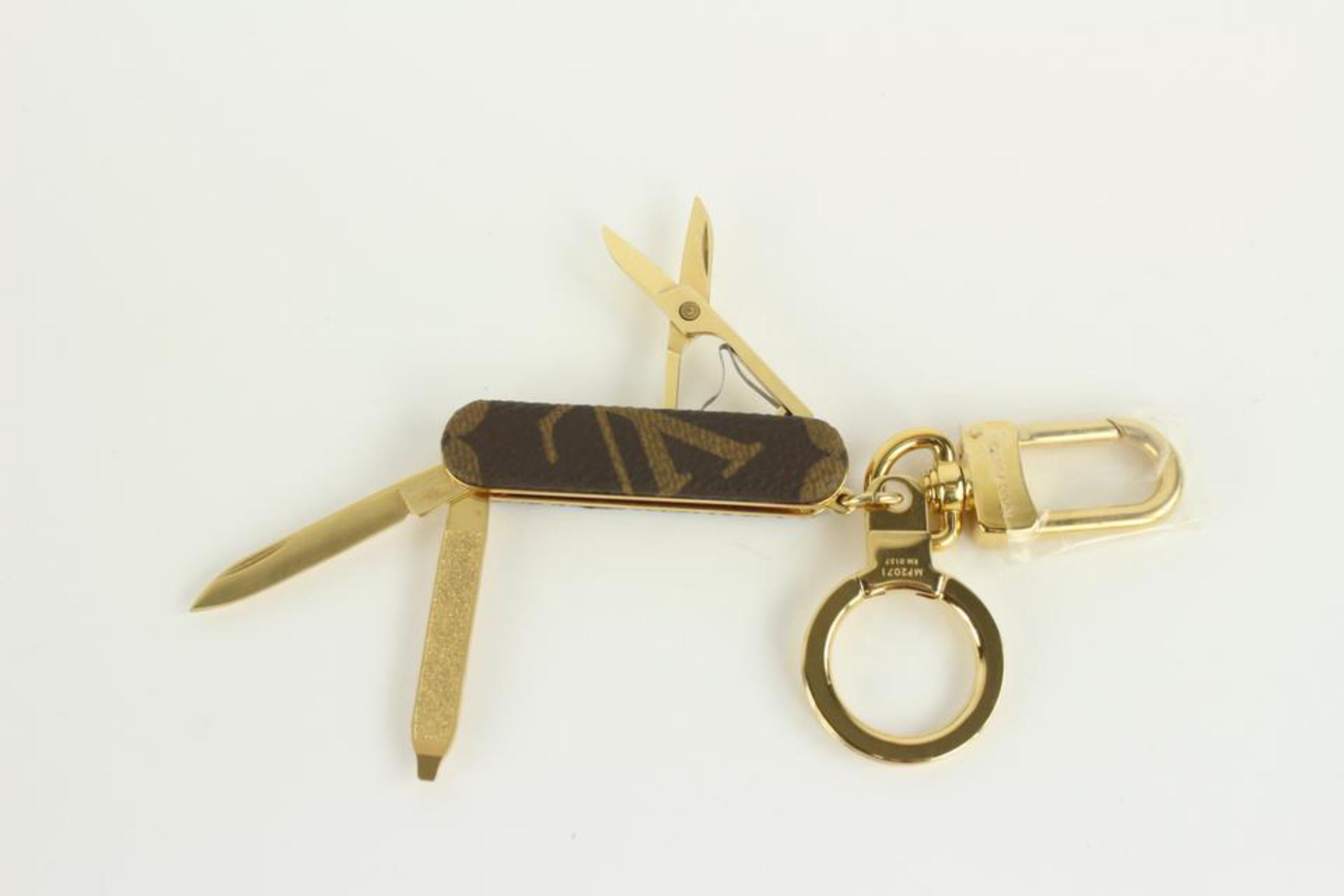Louis Vuitton x Supreme Pocket Knife Key Chain Brown in Leather with Gold -  US