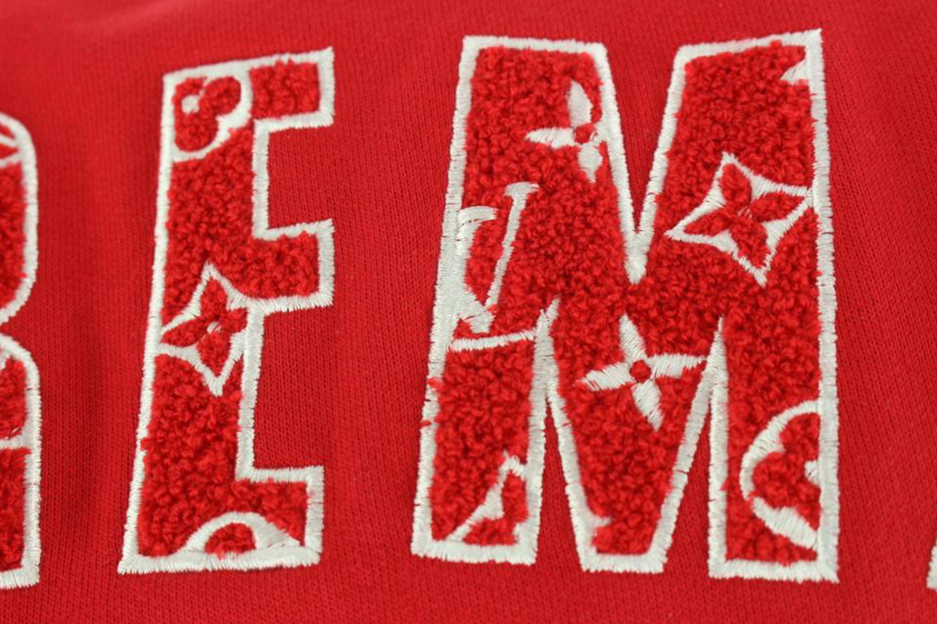 Louis Vuitton x Supreme LV x Supreme Men's XL Red Monogram Arc Logo Crewneck Swe For Sale 2