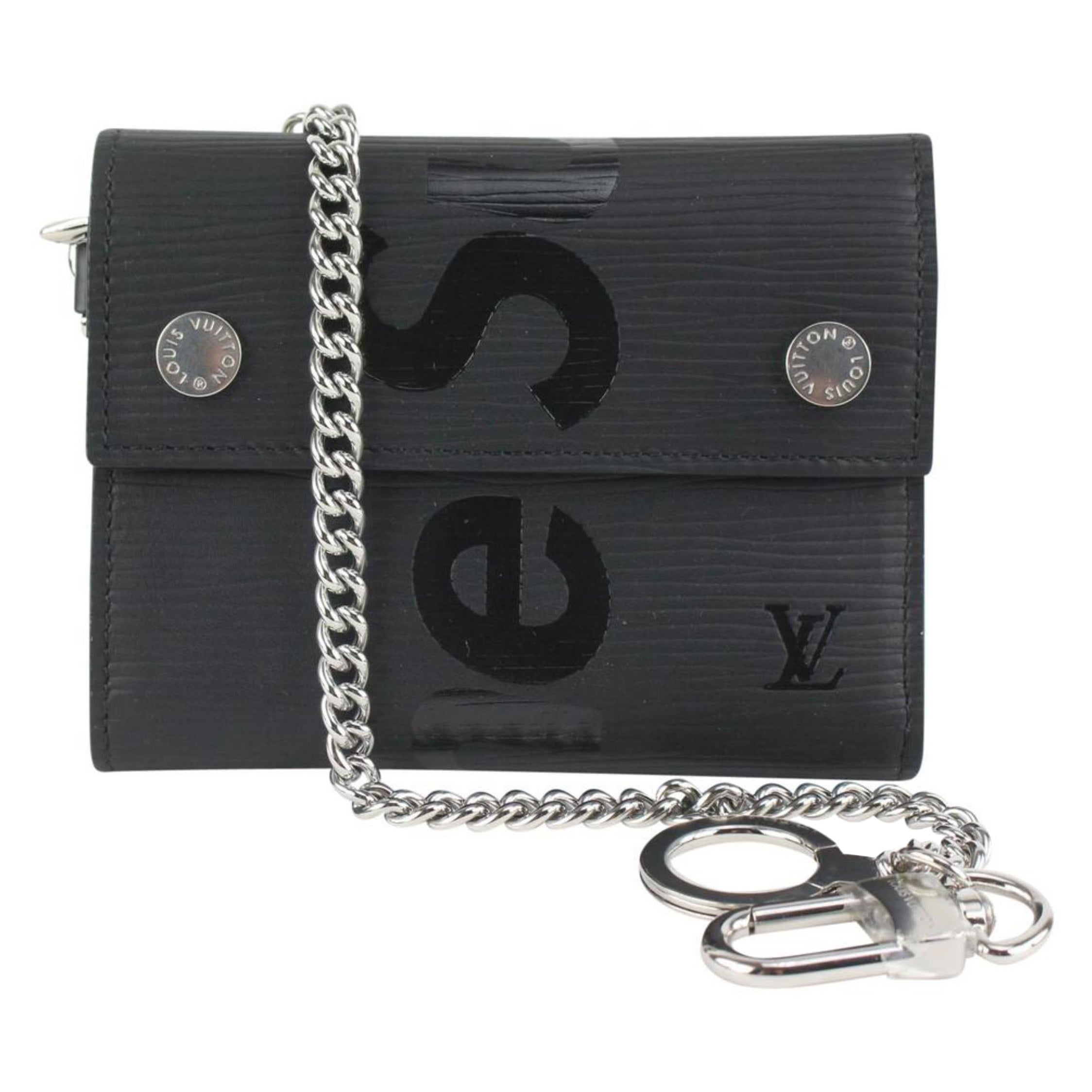 Louis Vuitton x Supreme LV x Supreme New Black Epi Leather Chain Compact Men
s W