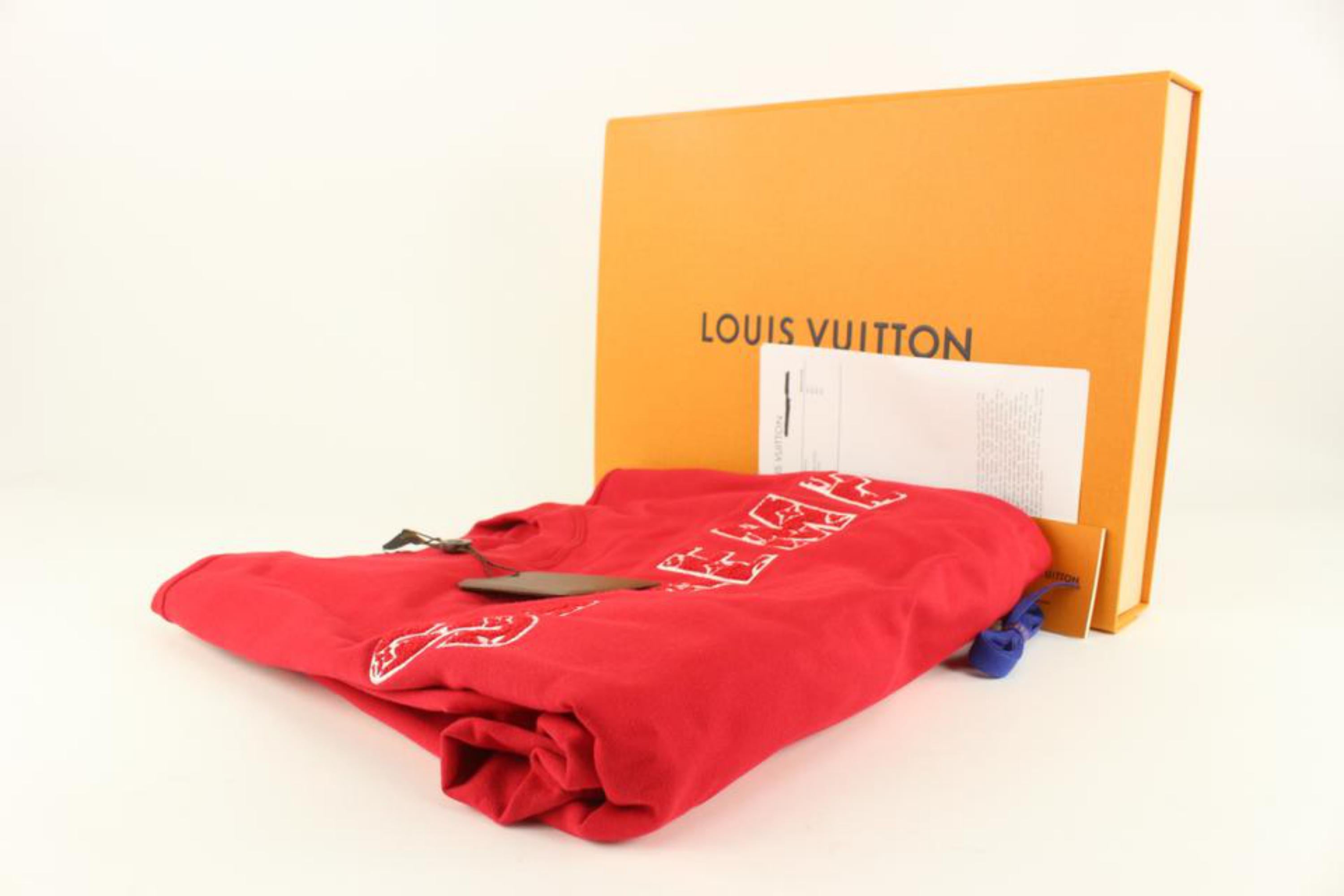 Louis Vuitton x Supreme LV x Supreme New Men's Large Red Monogram Arc Logo Sweat For Sale 9