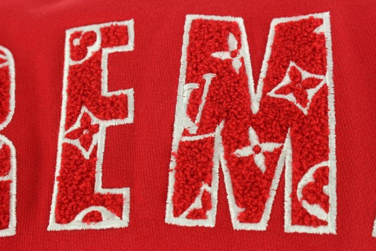 Supreme Louis Vuitton Monogram Logo Torn Ripped Red Varsity Jacket Coat  Outwear - Shop trending fashion in USA and EU
