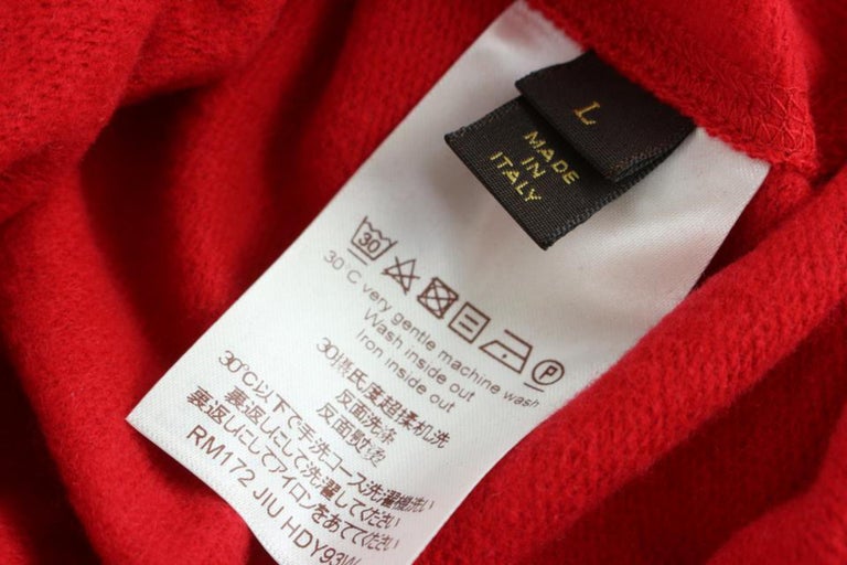Louis Vuitton x Supreme LV x Supreme New Men's Large Red Monogram Arc Logo Sweater 1210lv25