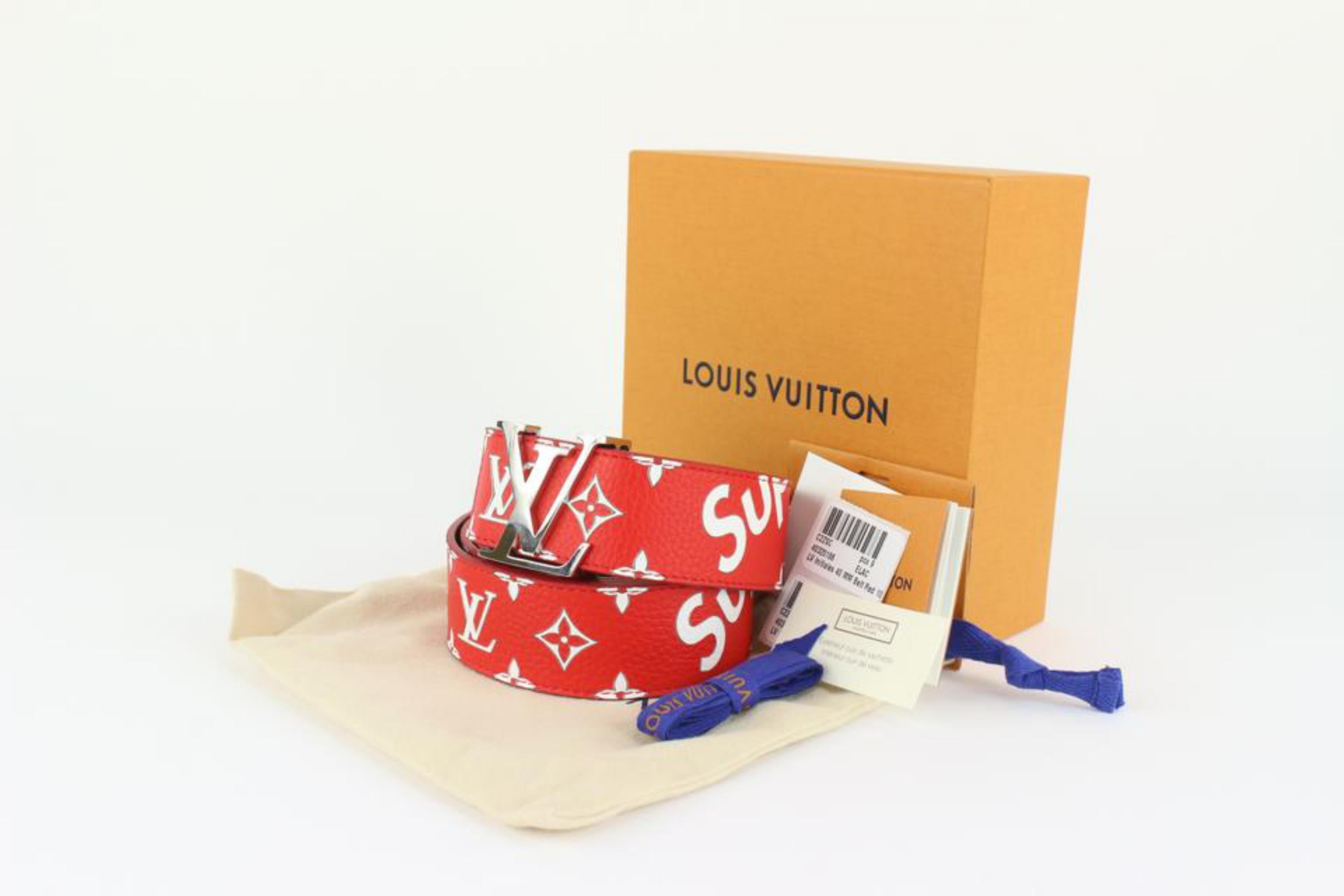 Louis Vuitton x Supreme LV x Supreme New Ultra Rare Red 100/40 Monogram Initiale For Sale 6