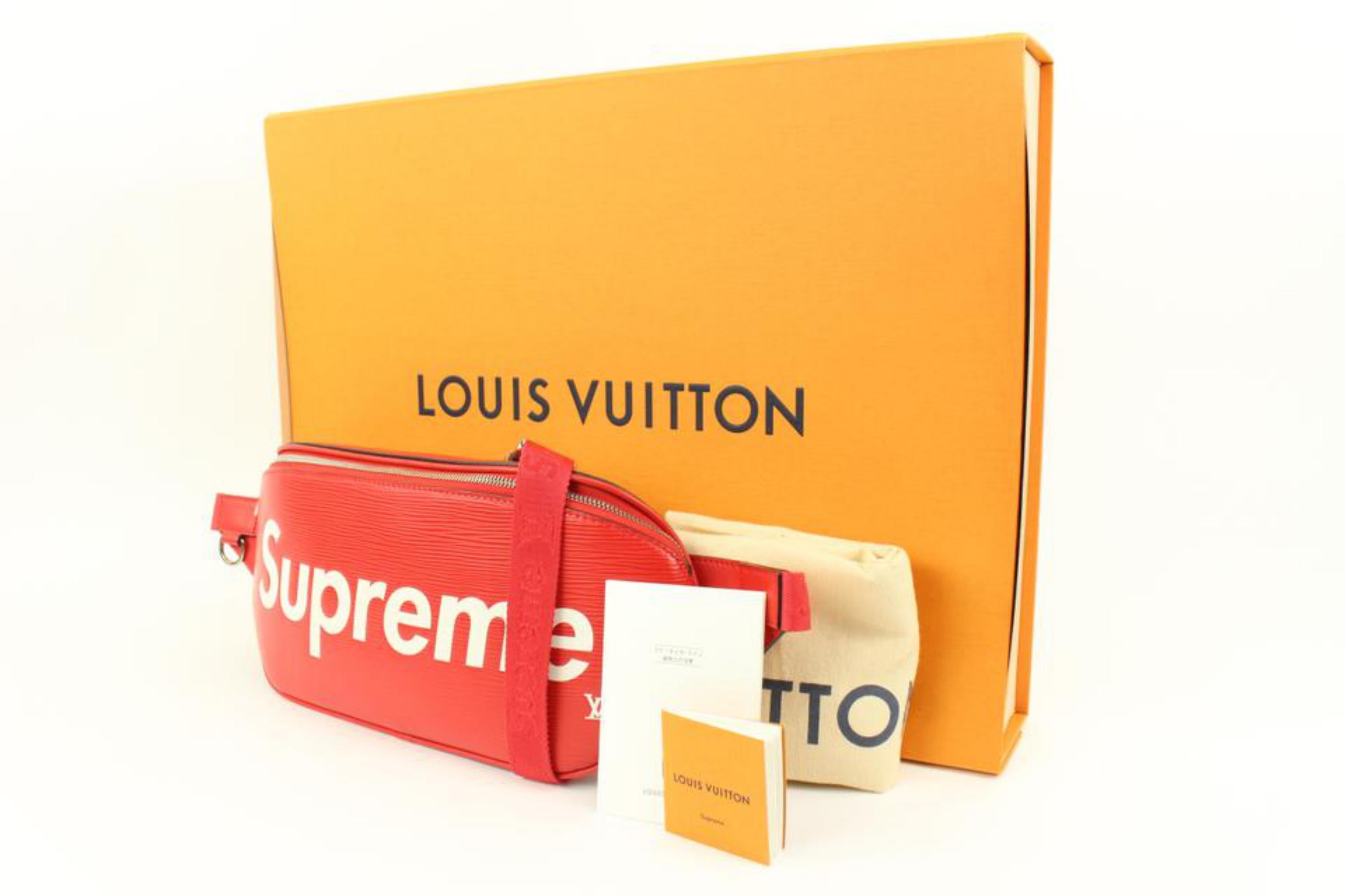 Louis Vuitton x Supreme LV X Supreme Red Epi Bumbag 3lk310s
Date Code/Serial Number: NZ2117
Made In: Italy
Measurements: Length:  12.5