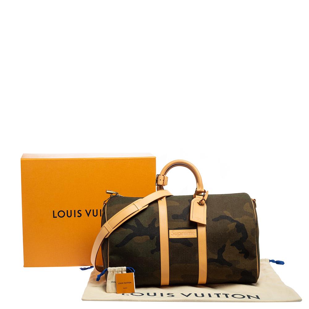 Louis Vuitton x Supreme Monogram Camouflage Keepall Bandouliere 45 Bag 7