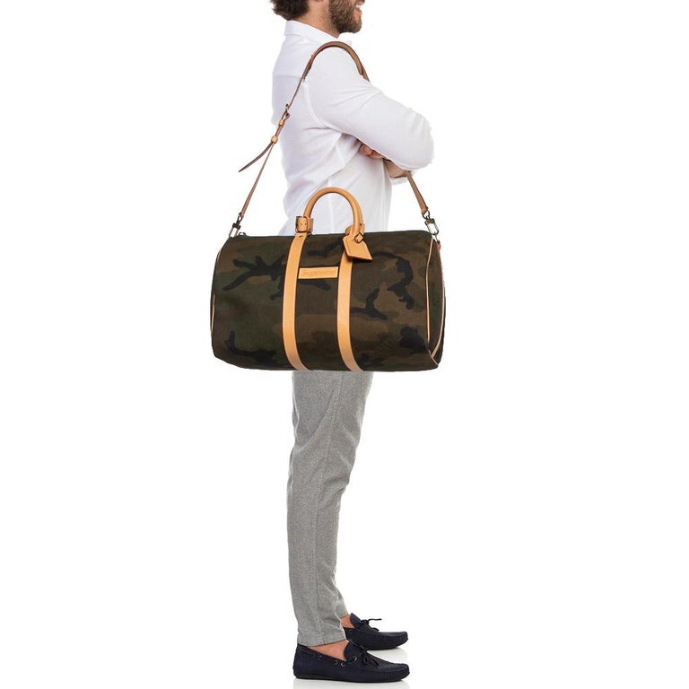 Louis Vuitton, Bags, Louis Vuitton X Supreme Keepall 45 Bandouliere Camo  Lv Monogram Weekend Bag