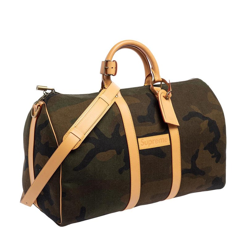 Louis Vuitton x Supreme Monogram Camouflage Keepall Bandouliere 45 Bag at  1stDibs
