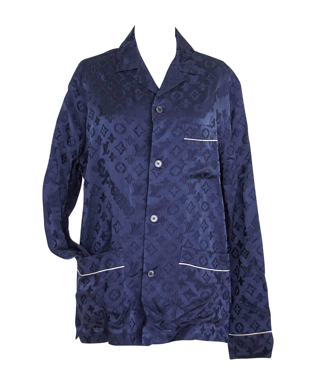 Louis Vuitton X Supreme Pyjama Set Navy Celine Dion Paris Haute Couture M New In New Condition In Miami, FL