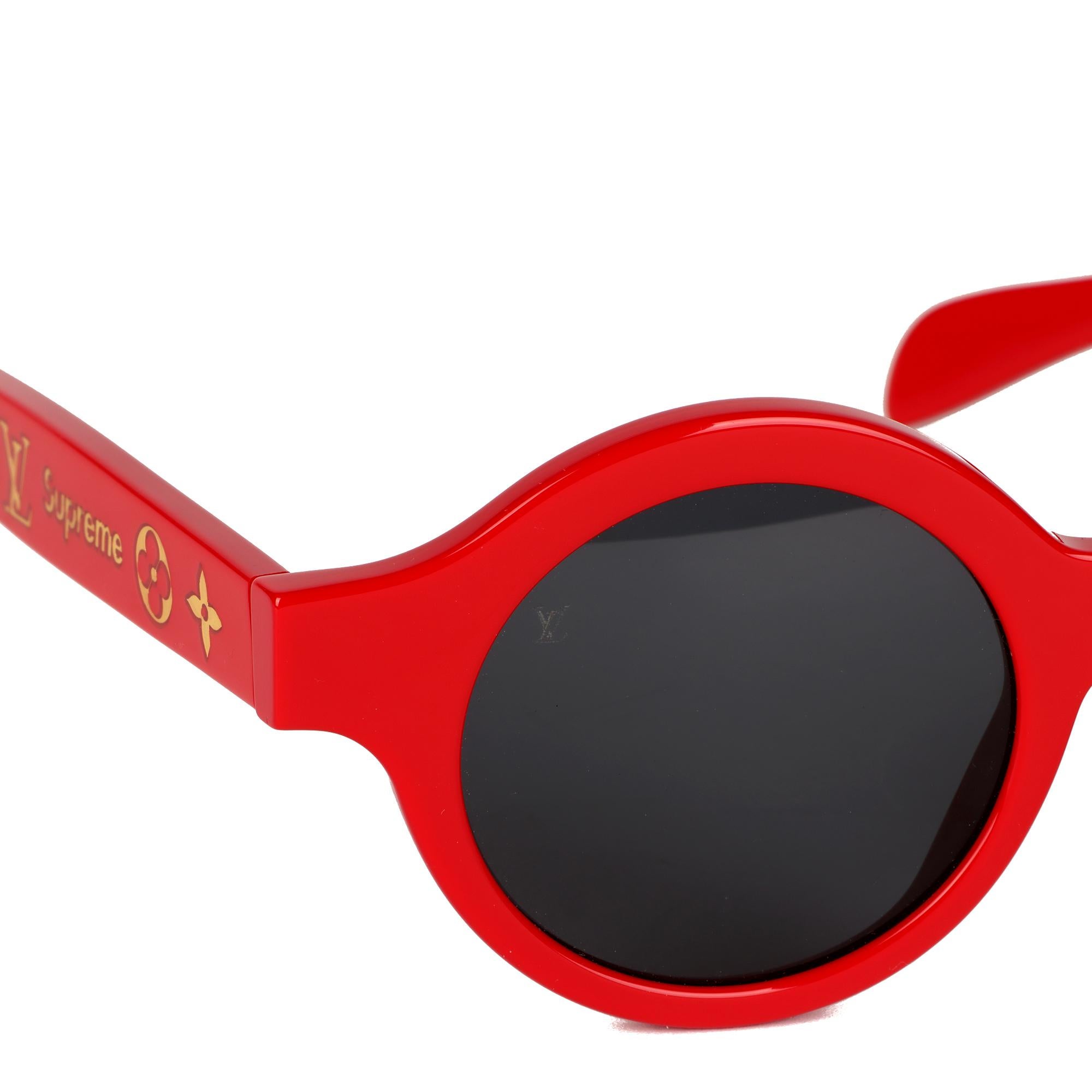 Women's Louis Vuitton x Supreme Red Acetate Downtown Sunglasses For Sale