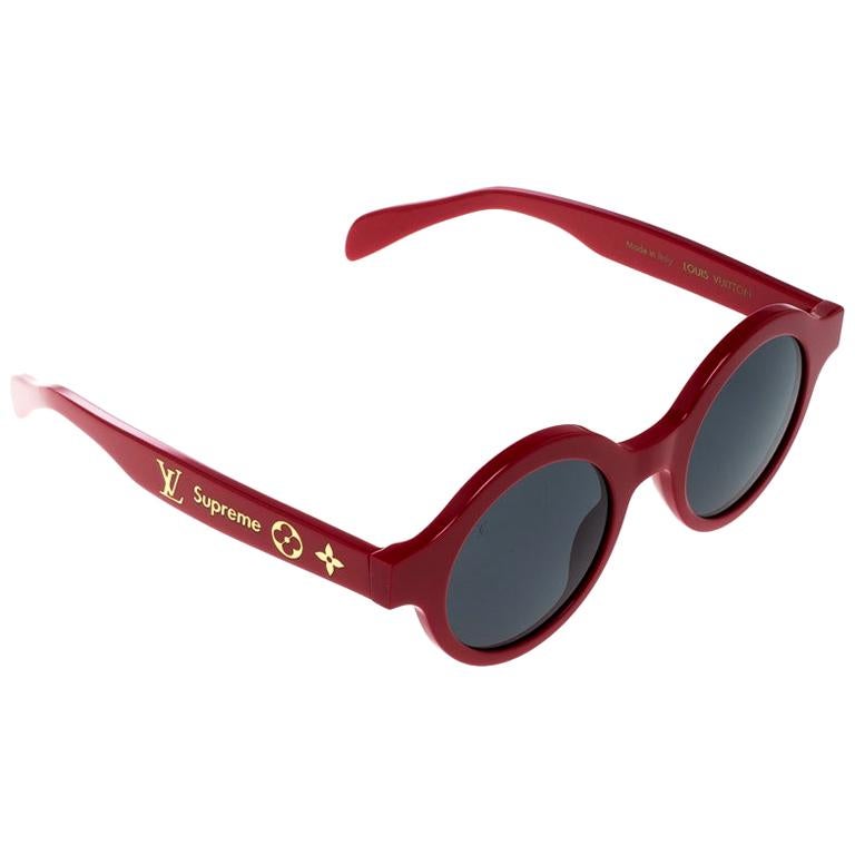 Louis Vuitton x Supreme Red/ Black Z0989W Downtown Round Sunglasses For  Sale at 1stDibs