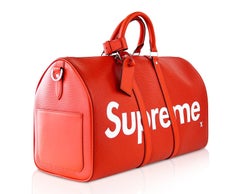 Louis Vuitton X Supreme Rouge Epi Keepall Bandouliere Duffle Bag 45