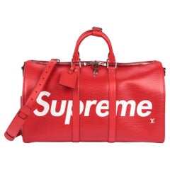 LOUIS VUITTON X Supreme Red Epi Leather Keepall 45cm Bandouliere