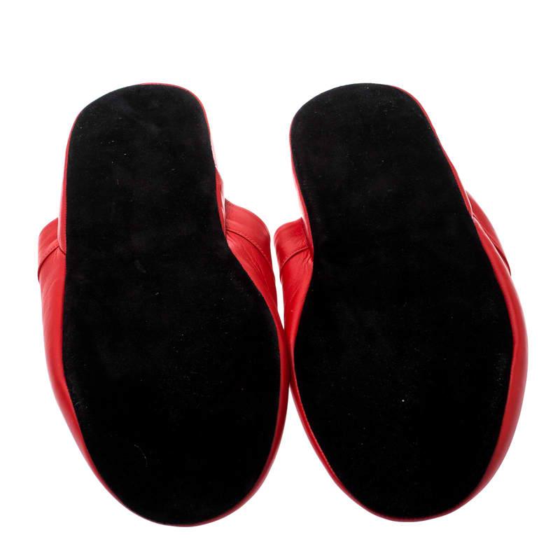 Louis Vuitton x Supreme Red Leather Hugh Flat Slippers Size 42 3