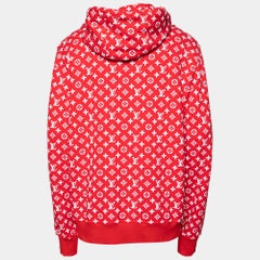 Louis Vuitton X Supreme Red Monogram Cotton Box Logo Hoodie XXXL