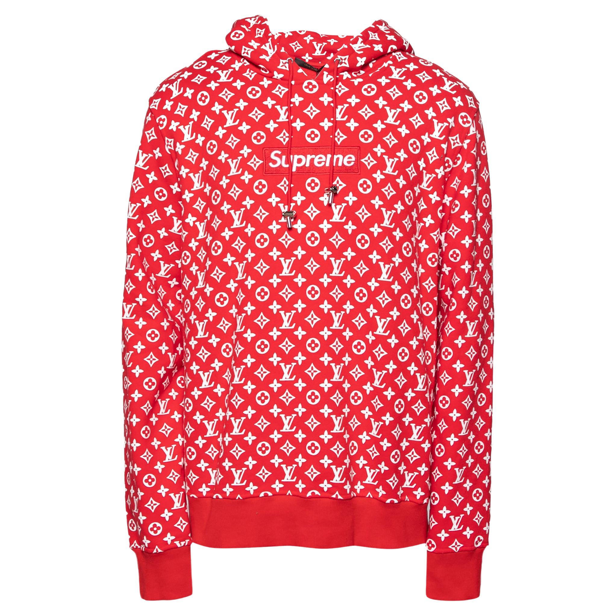 Louis Vuitton X Supreme Red Cotton Box Logo Hoodie at 1stDibs | hoodie men, lv supreme supreme sweater