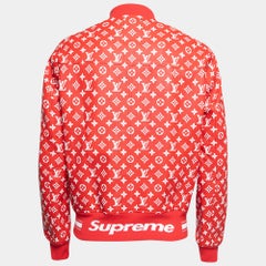 Louis Vuitton X Supreme Red Monogram Leather Bomber Jacket M