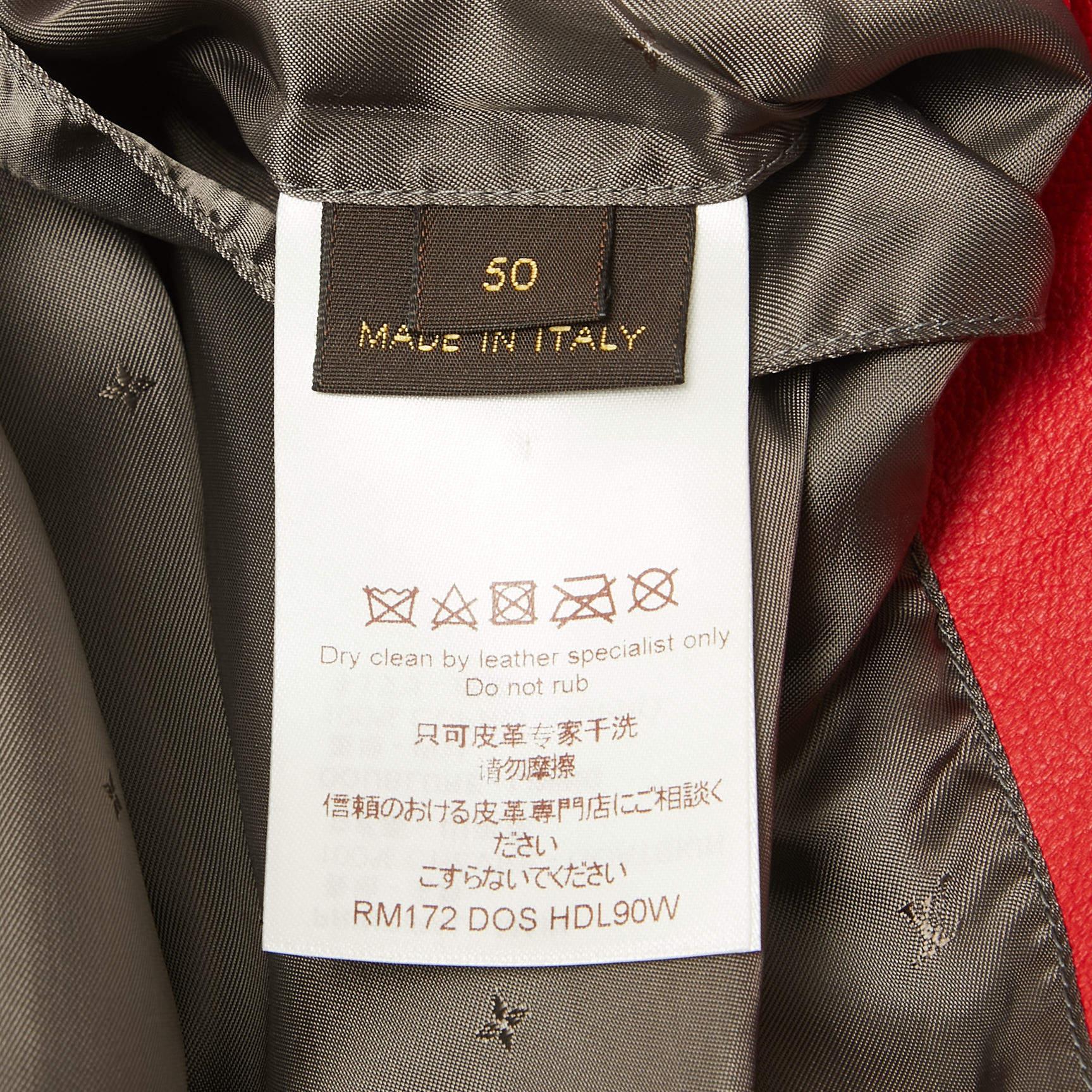 Louis Vuitton X Supreme Red Monogram Leather Bomber Jacket M For Sale 1