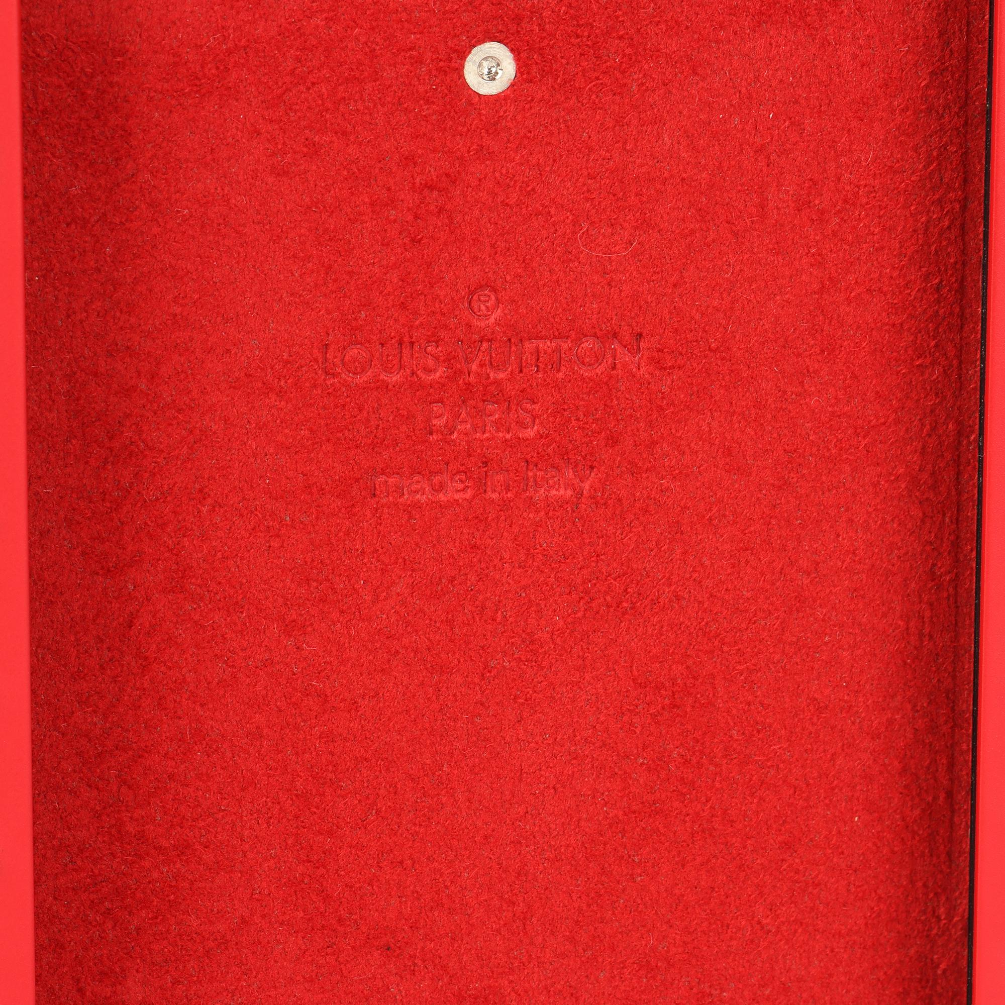 De las mujeres Funda metálica Petite Malle para iPhone7/7+ con monograma rojo y blanco Louis Vuitton x Supreme