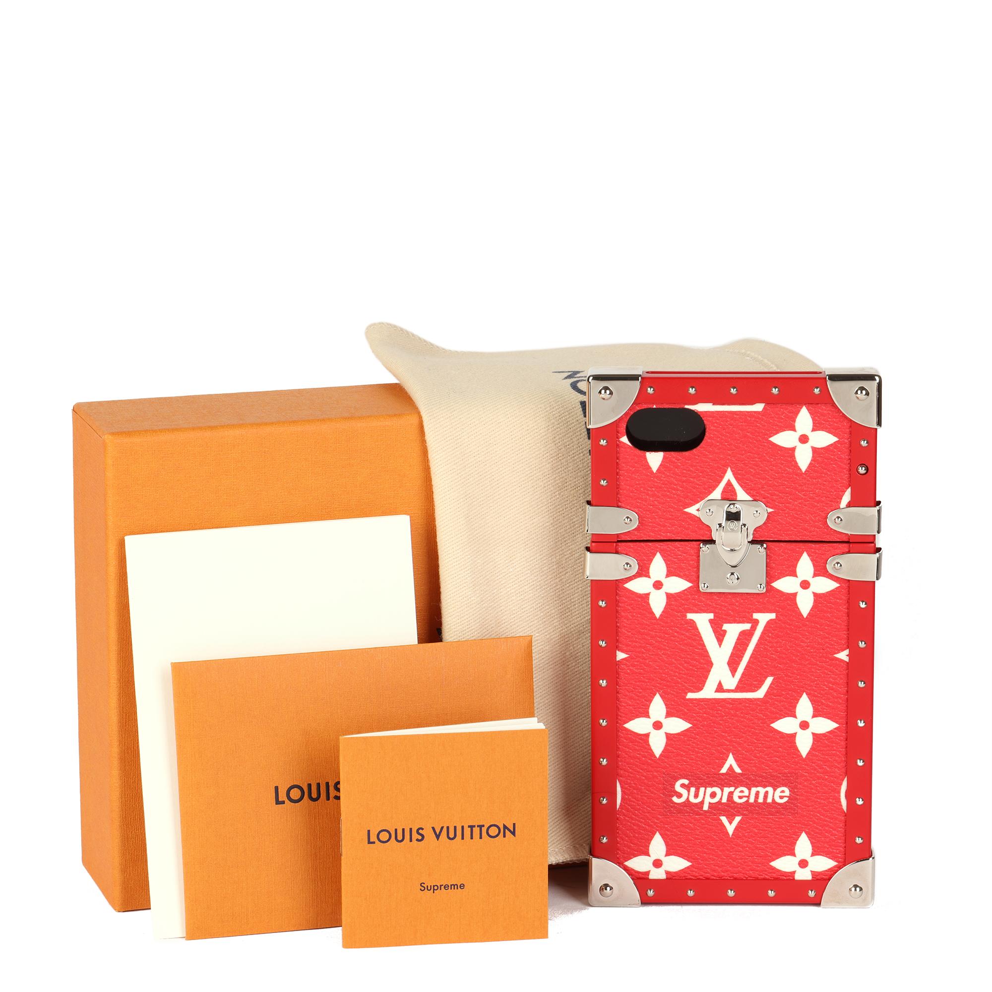 Funda metálica Petite Malle para iPhone7/7+ con monograma rojo y blanco Louis Vuitton x Supreme 1