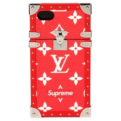 Funda metálica Petite Malle para iPhone7/7+ con monograma rojo y blanco Louis Vuitton x Supreme