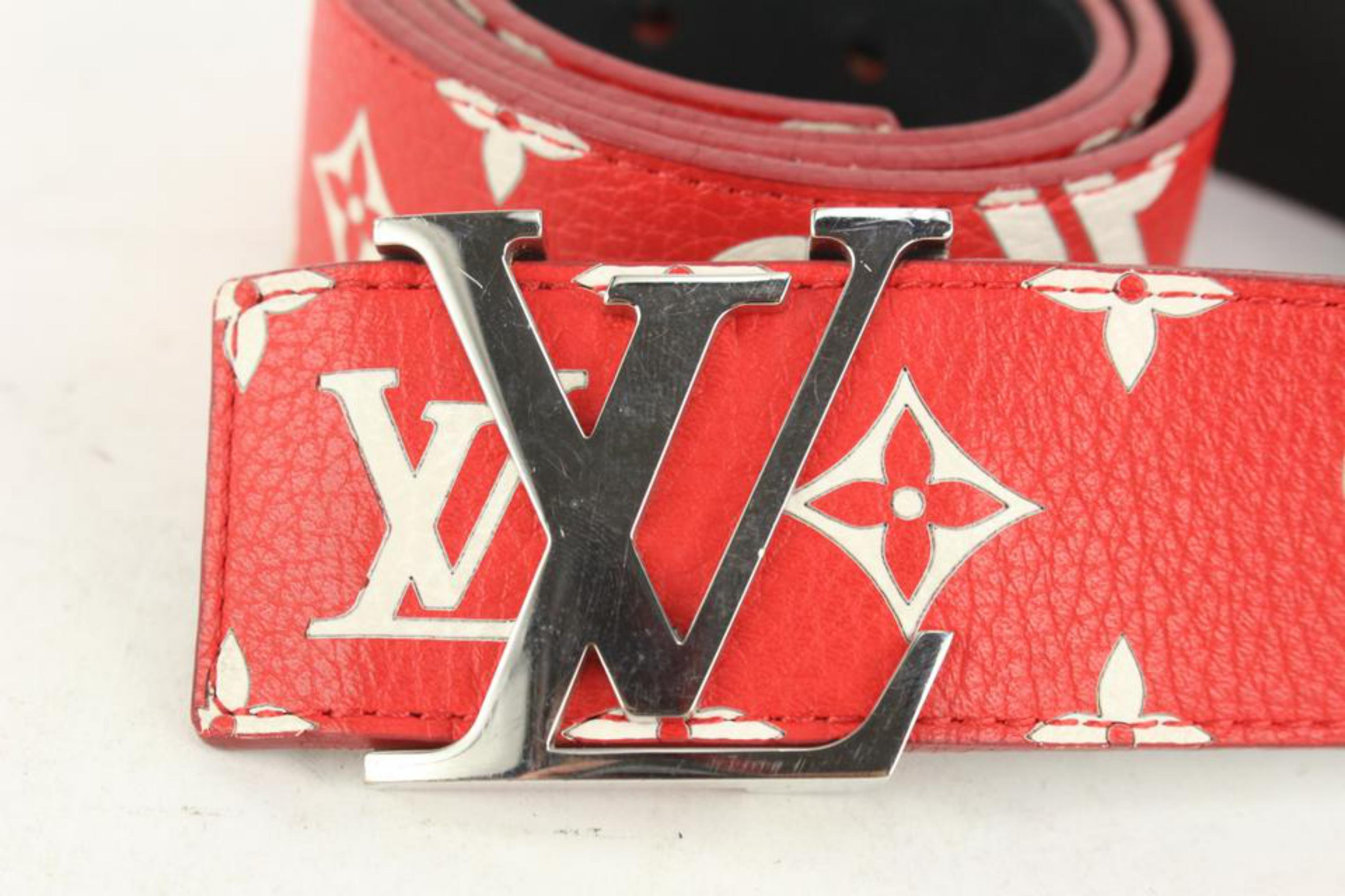 Orange Louis Vuitton x Supreme Ultra Rare Red 100/40 Monogram Initiales Belt 118lv27 For Sale