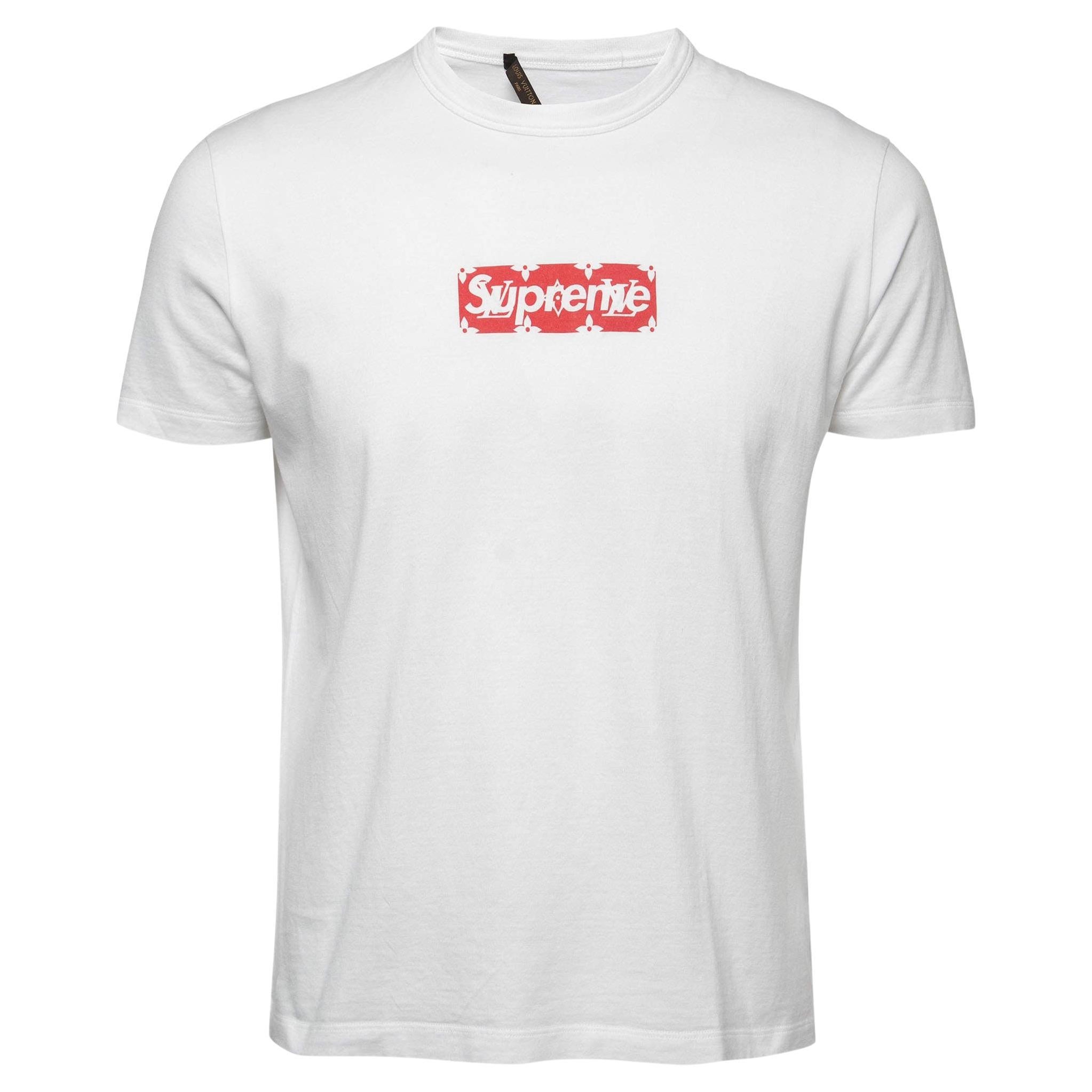 Louis Vuitton X Supreme - T-shirt en coton blanc imprimé logo S