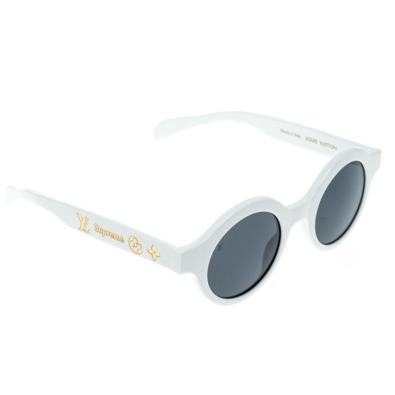 Louis Vuitton's collaboration with NYC streetwear brand, Supreme, was such a fresh merge that to this day, the designs from that line are sought-after. Some cool pieces were created which includes this gorgeous pair of sunglasses. The piece has grey