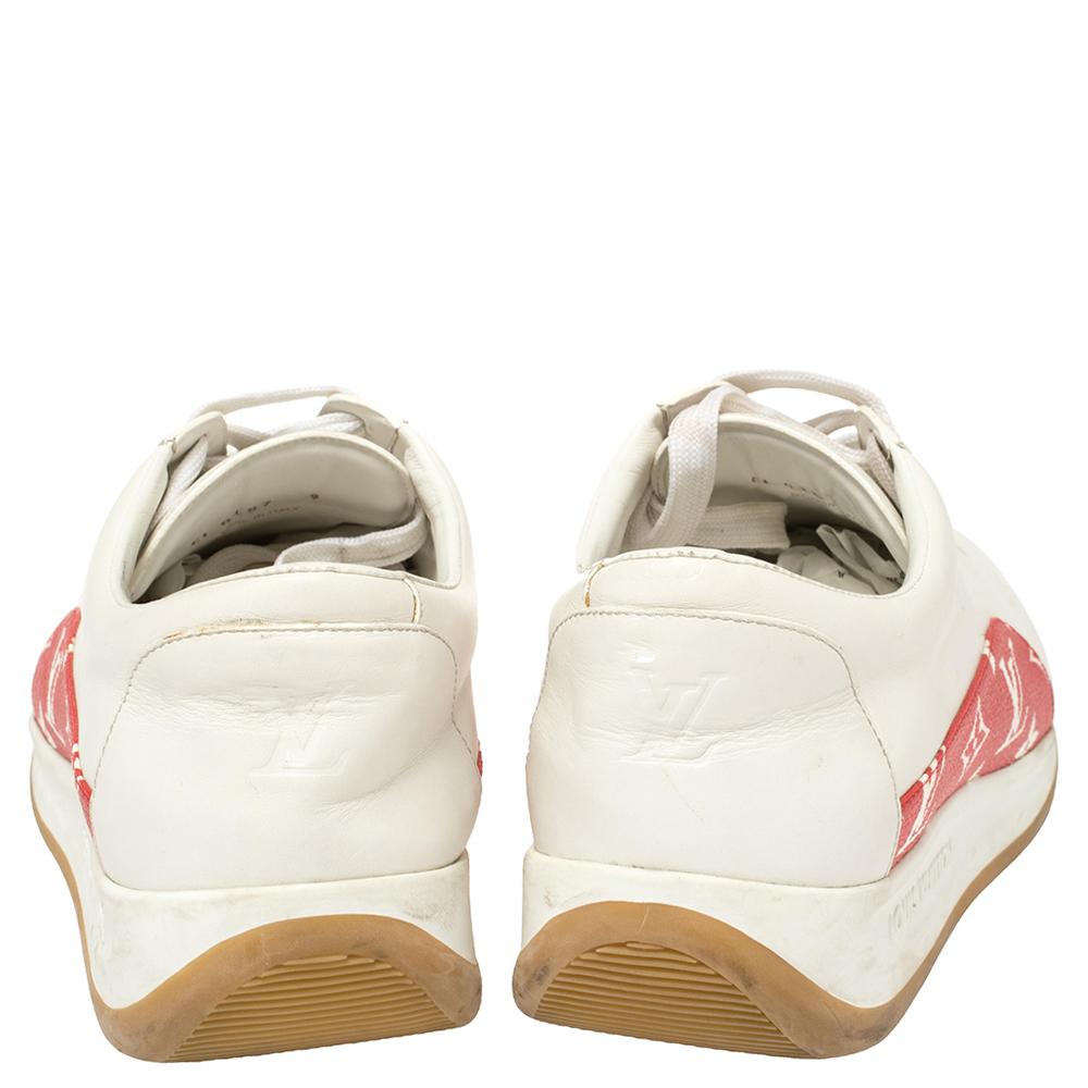 Louis Vuitton x Supreme White Leather and Monogram Canvas Trim Sport Sneakers Si 1