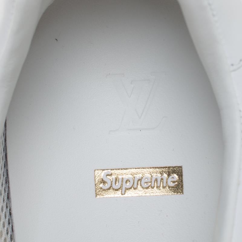  Louis Vuitton x Supreme - Baskets Run Away en cuir blanc Pour hommes 