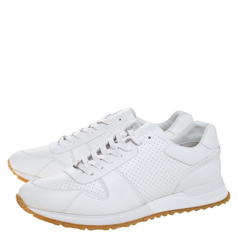 Gray Louis Vuitton x Supreme White Leather Run Away Sneakers