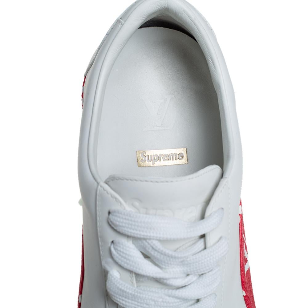Men's Louis Vuitton x Supreme White Monogram Canvas Trim Sport Sneakers Size 40