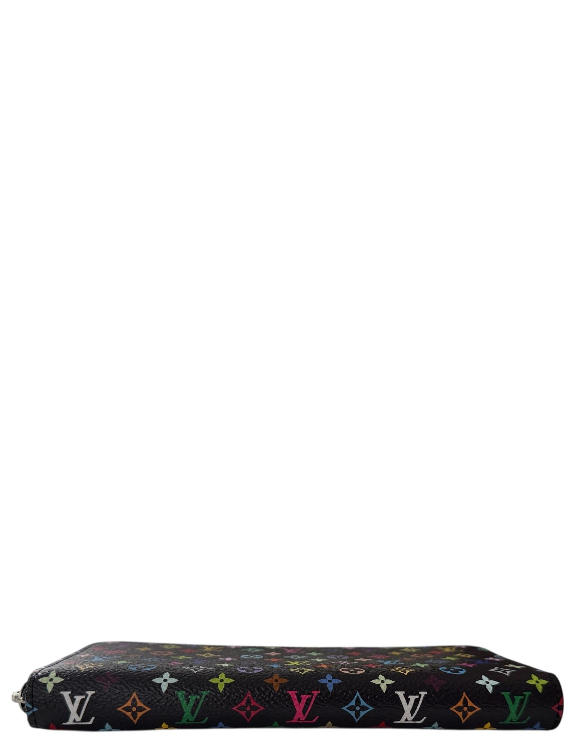 Louis Vuitton x Takashi Murakami 2025 Schwarz Multicolor Monogram Clemence Geldbörse im Zustand „Hervorragend“ im Angebot in New York, NY