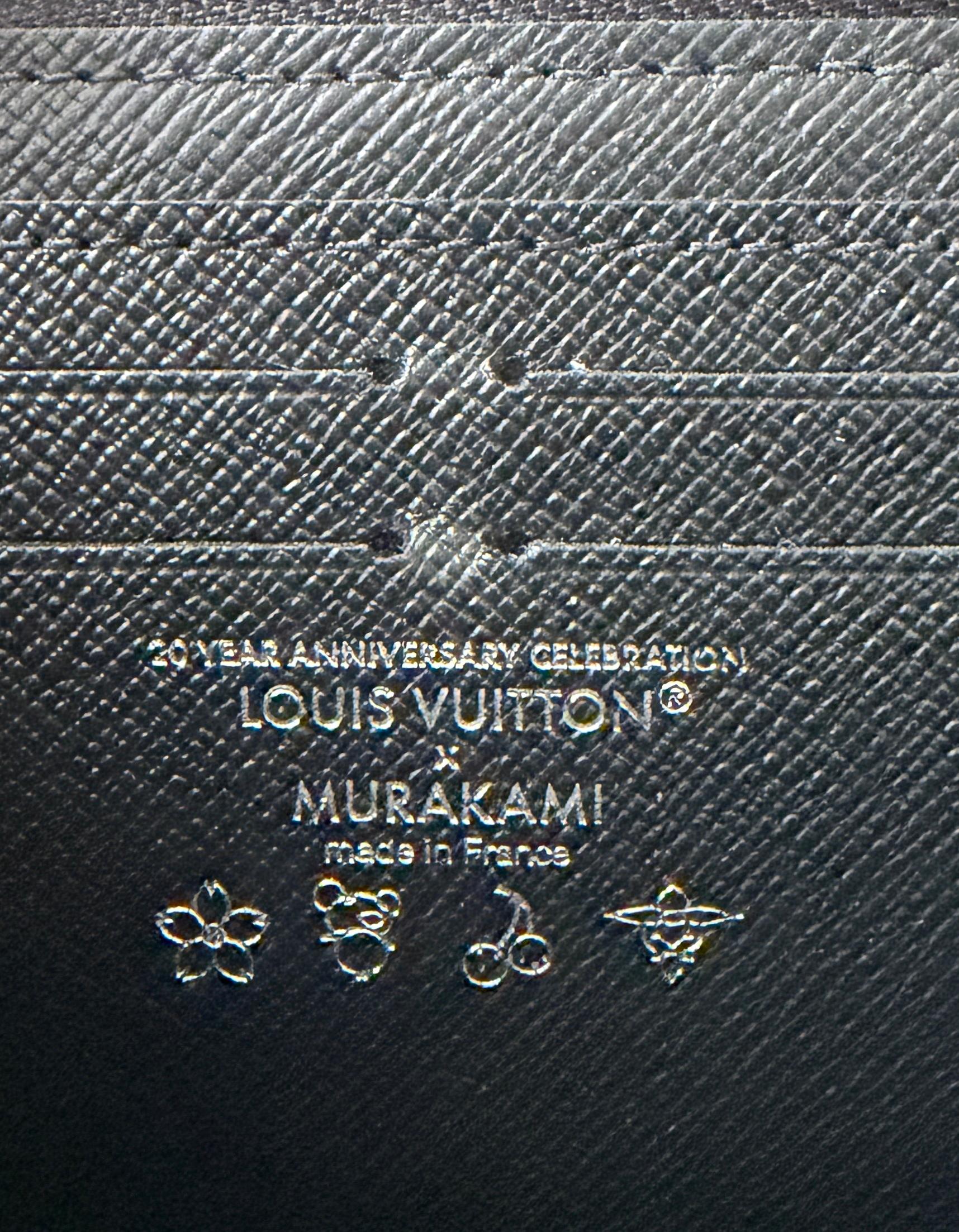 Louis Vuitton x Takashi Murakami 2025 Schwarz Multicolor Monogram Clemence Geldbörse im Angebot 3