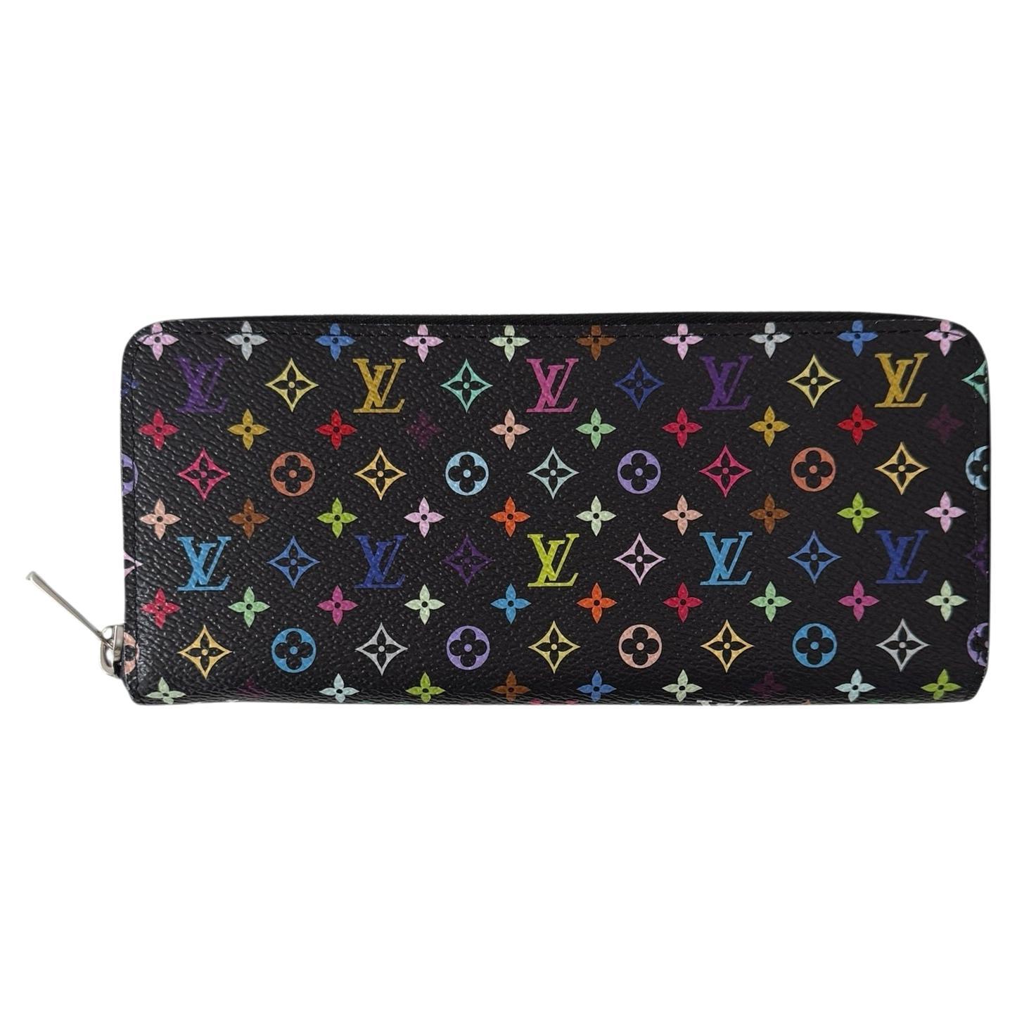 Louis Vuitton x Takashi Murakami 2025 Schwarz Multicolor Monogram Clemence Geldbörse im Angebot