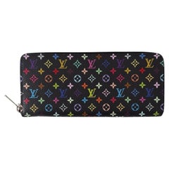 Louis Vuitton x Takashi Murakami 2025 Black Multicolor Monogram Clemence Wallet