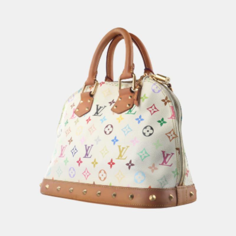 Louis Vuitton x Takashi Murakami Alma Small White Multicolor In Fair Condition In AUBERVILLIERS, FR