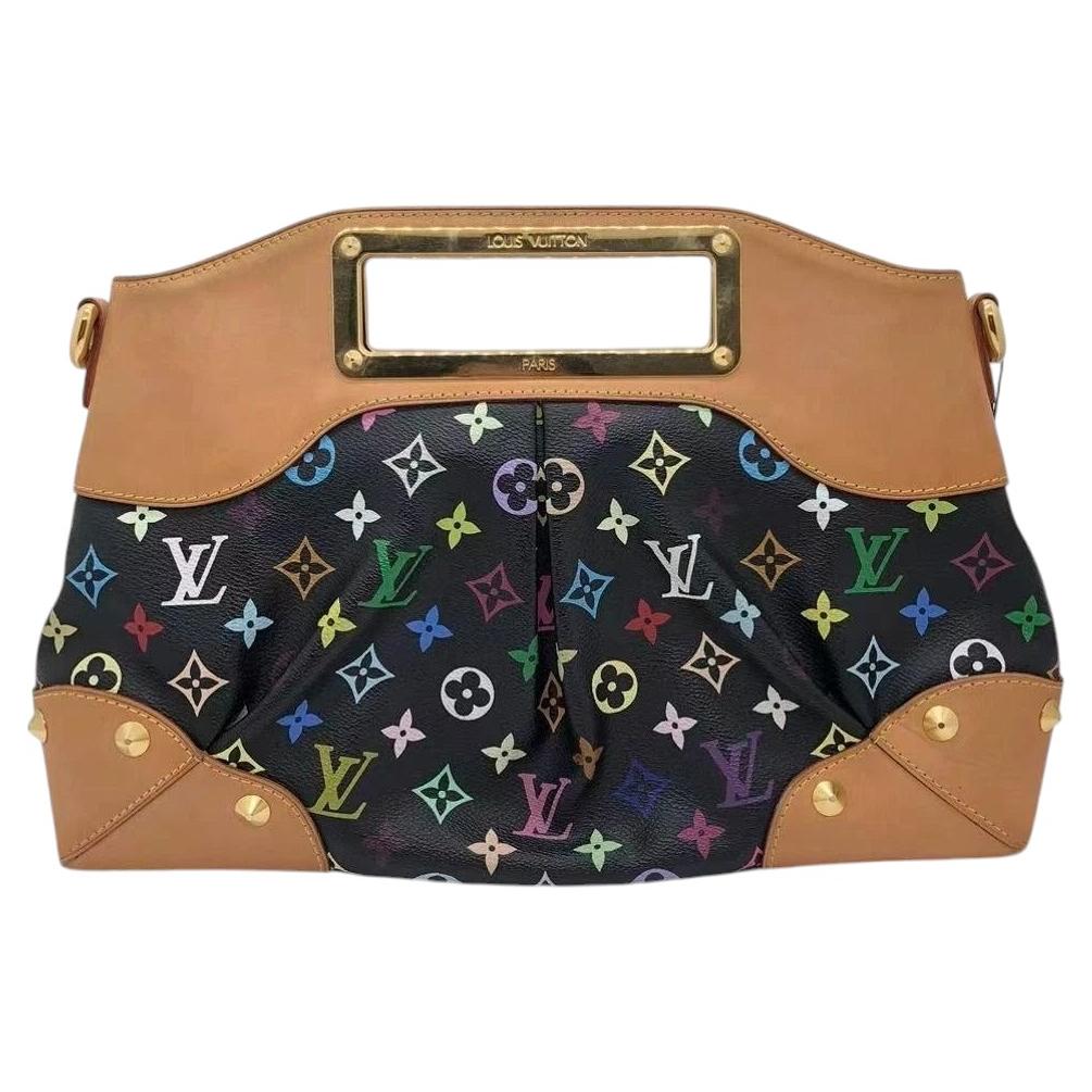 Louis Vuitton x Takashi Murakami Schwarz Monogram Multicolore Judy MM Tasche im Angebot