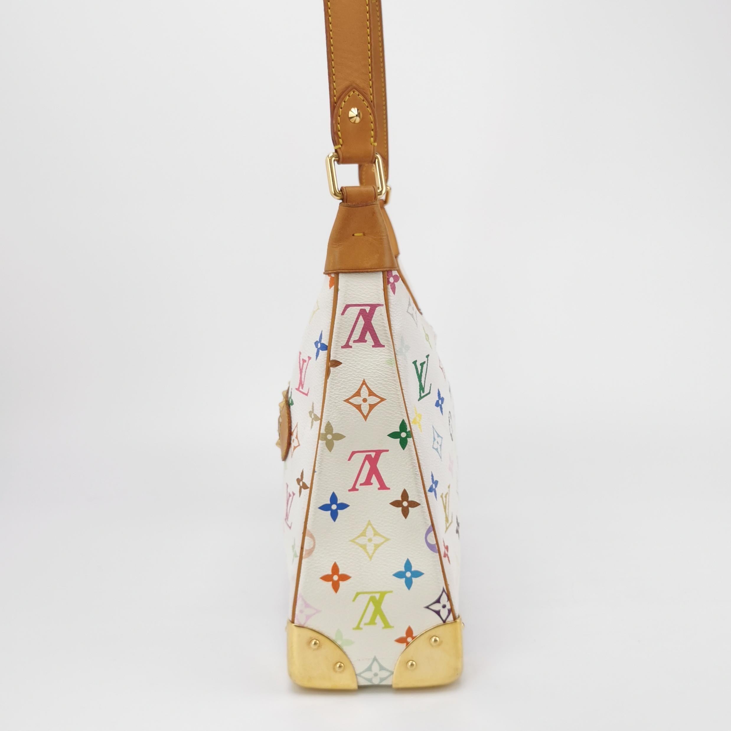 Beige Louis Vuitton x Takashi Murakami Boulogne Medium Hobo Shoulder Bag