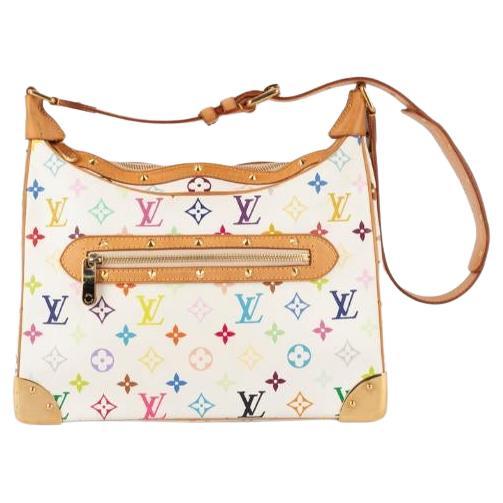 Louis Vuitton - (Made in France) 'Boulogne' Bag made of multicolored monogramed canvas on a white background, and natural leather partially studded. A 2004 Collection, Louis Vuitton x Marc Jacobs withTakashi Murakami limited edition.

Additional