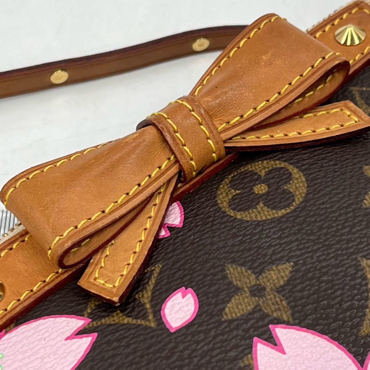 Louis Vuitton x Takashi Murakami Cherry Blossom on Monogram Pochette Accessoire For Sale 5