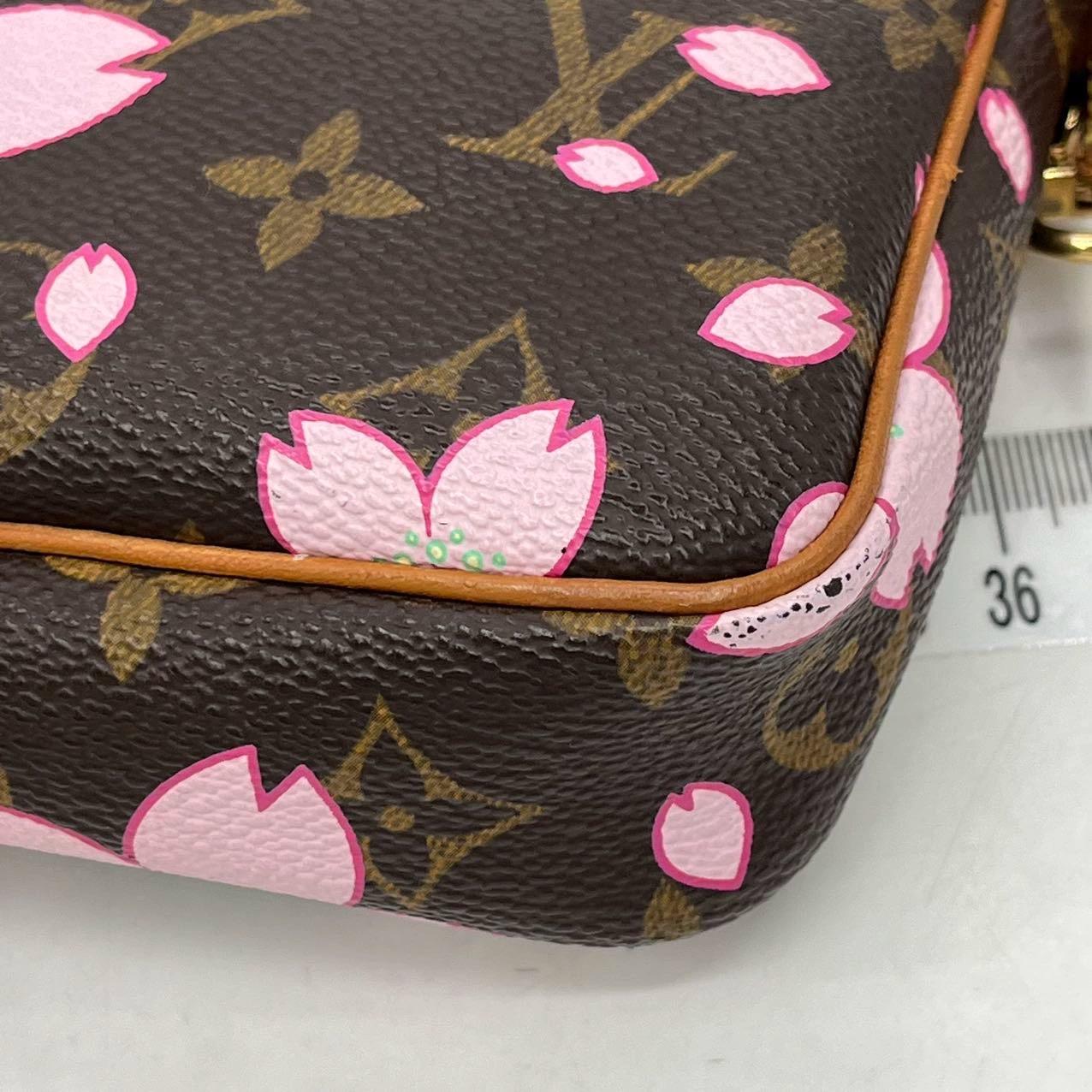 Louis Vuitton x Takashi Murakami Cherry Blossom on Monogram Pochette Accessoire For Sale 7