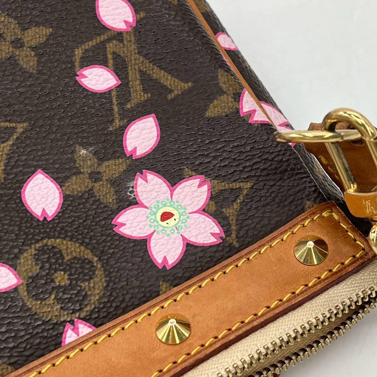 Louis Vuitton x Takashi Murakami Cherry Blossom on Monogram Pochette Accessoire For Sale 8