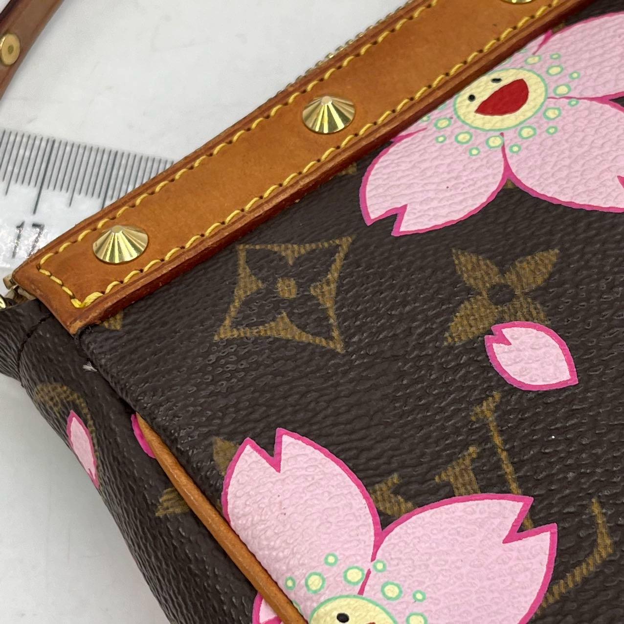 Louis Vuitton x Takashi Murakami Cherry Blossom on Monogram Pochette Accessoire For Sale 9