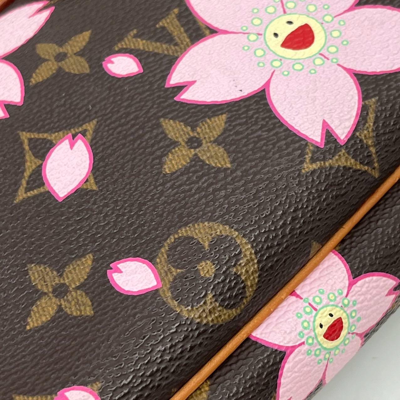 Louis Vuitton x Takashi Murakami Cherry Blossom on Monogram Pochette Accessoire For Sale 10
