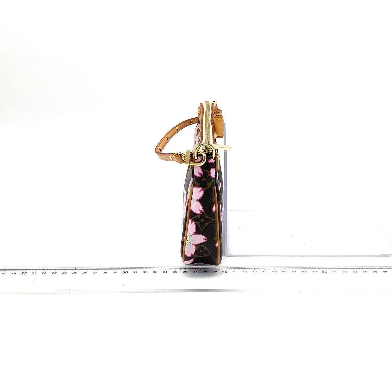 Black Louis Vuitton x Takashi Murakami Cherry Blossom on Monogram Pochette Accessoire