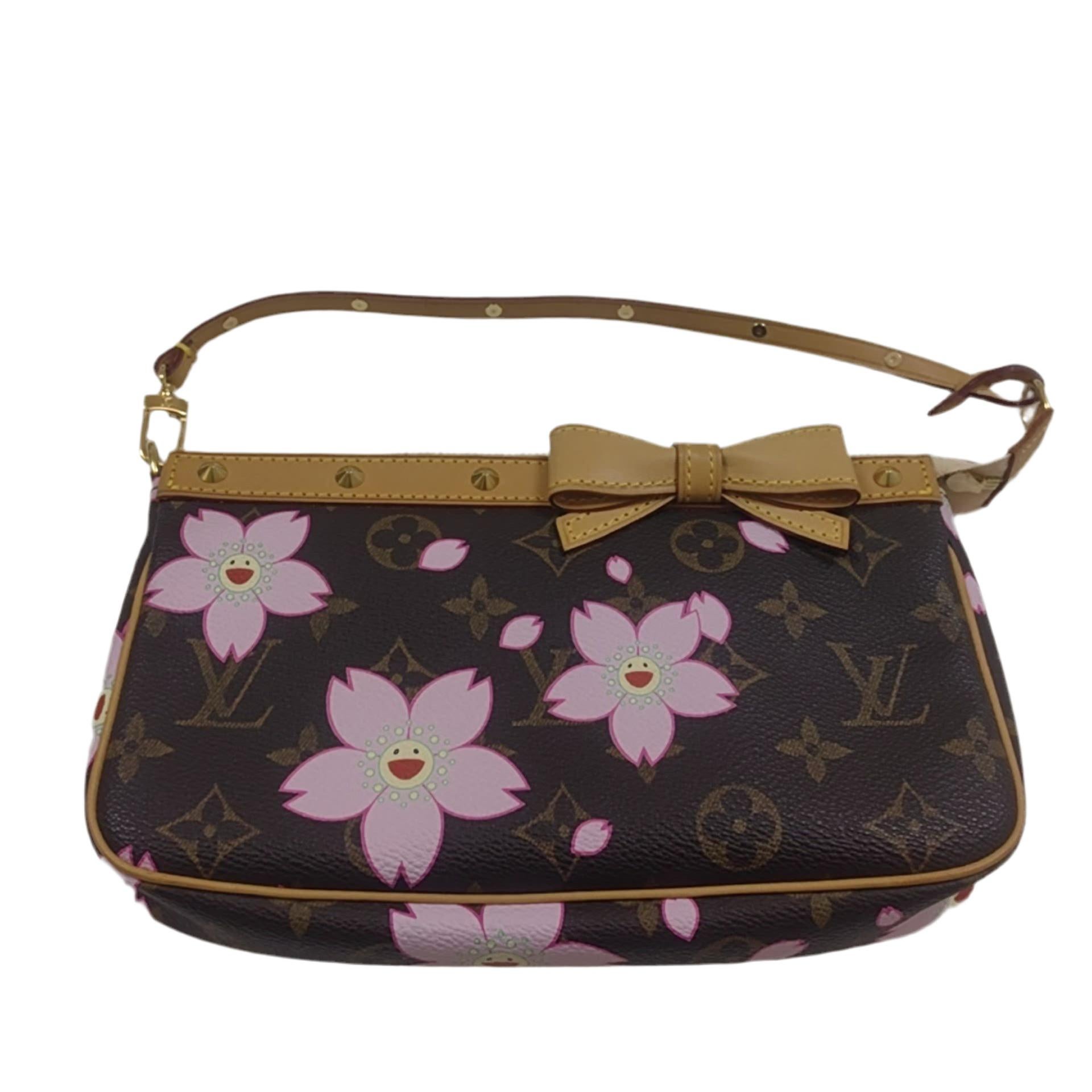 Black Louis Vuitton x Takashi Murakami Cherry Blossom on Monogram Pochette Accessoire